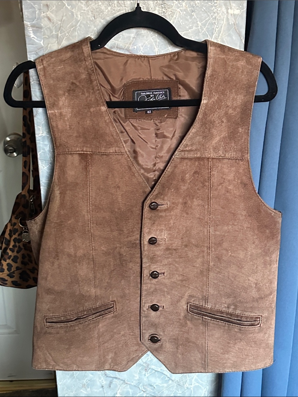 Tailored Classic Suede Vest - Brown